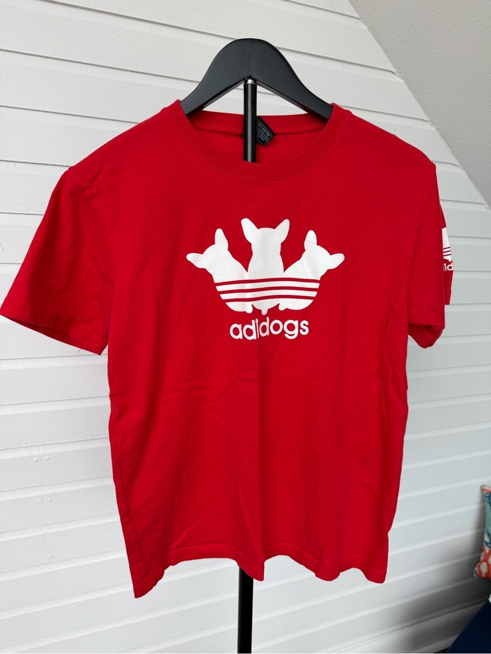 Adidogs Dog Parody T Shirt Red Pro Club Trefoil Spoof Graphic Tee Medium